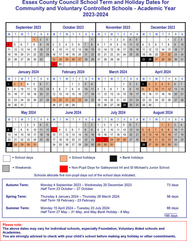 Term Dates Galleywood Infant School